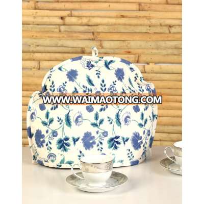 100% Cotton Machine Quilted Floral Design Warm White Tea Cosy