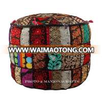 Maniona Indian Bohemian Pouf Storage Ottoman Patchwork Moroccan Pouf Wholesale Foot Stool Cover